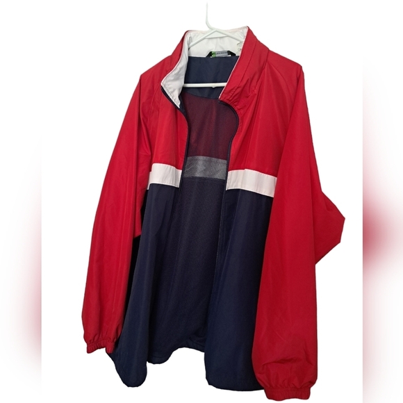 TEK GEAR zip jacket red blue white coastal golf spring lightweight hood men XL - Picture 4 of 10